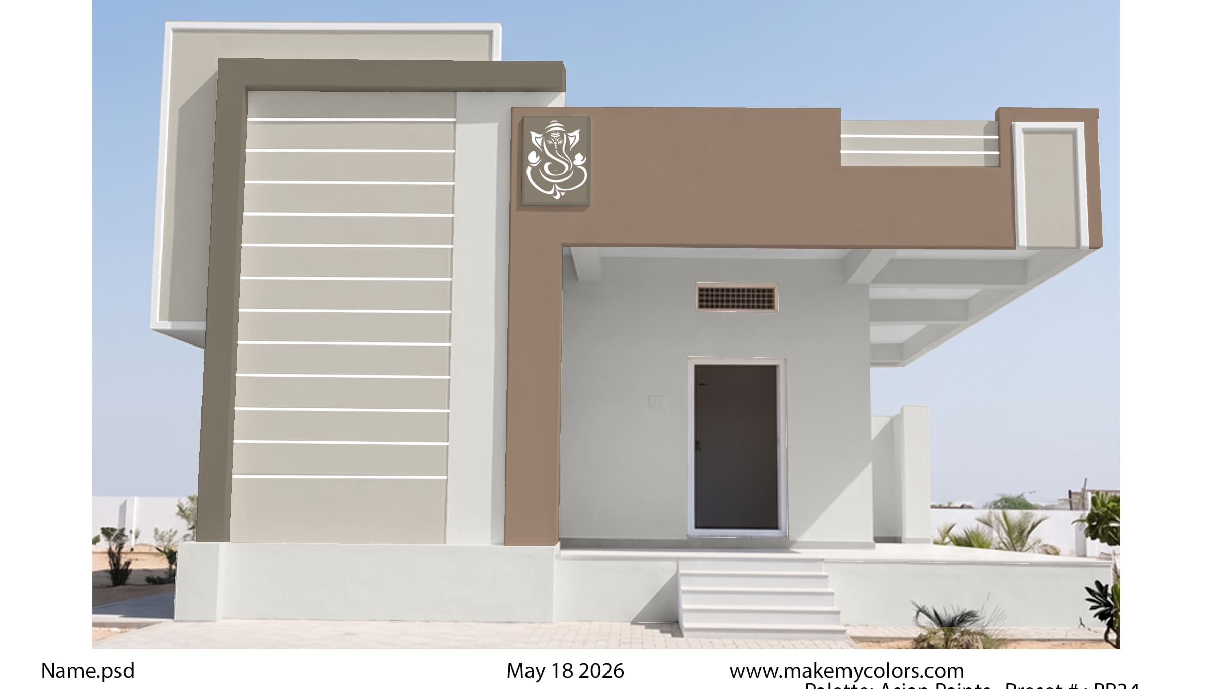 Earthy Single Floor Exterior paint colour combination — Shy Iris