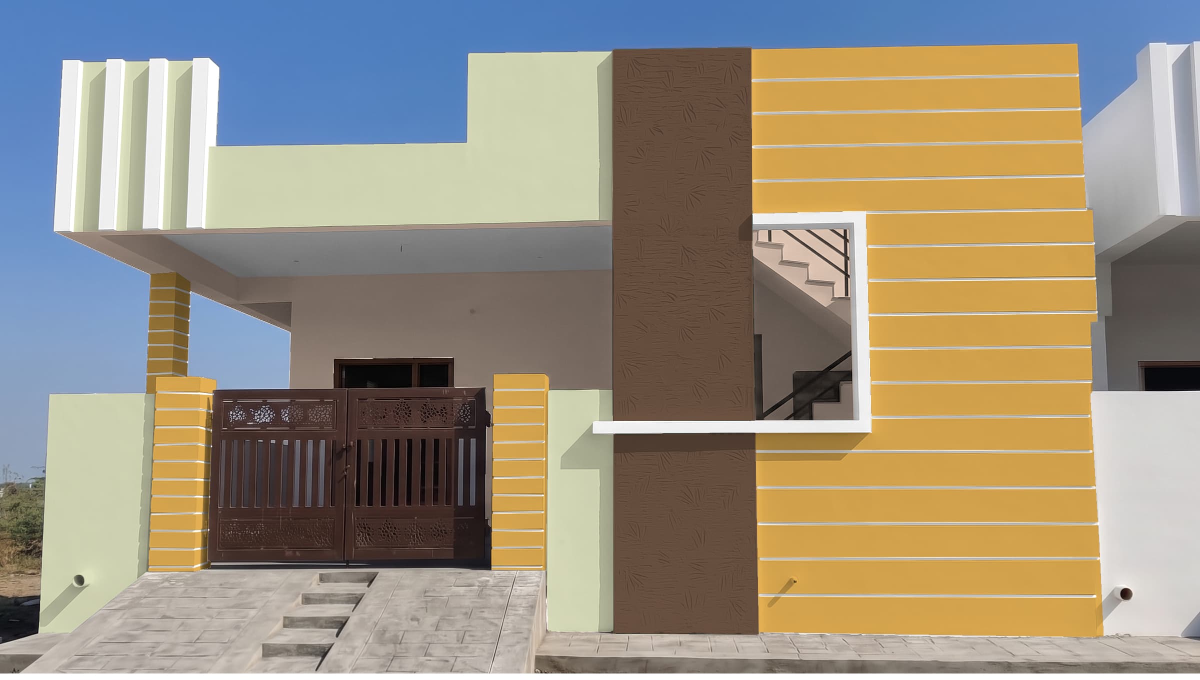 Warm Single Floor Exterior paint colour combination — Backdro